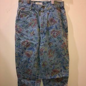 Vintage Calvin Klein flower high waisted jeans
